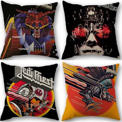 Judas Priest Pillowcase Cotton Linen Fabric Square Zippered Pillow Cover For Office Family Decoration 45X45cm Eco-Friendly 1210