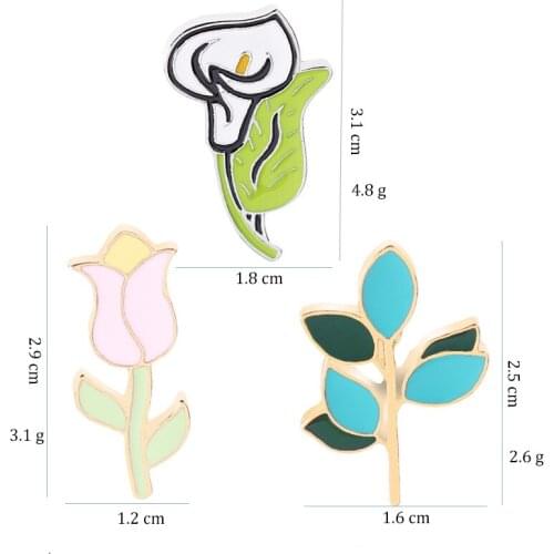 New Fashion Flower Pins Lily Leaves Brooch значки Shirt Bag Lapel Badge Enamel Pin for Gift