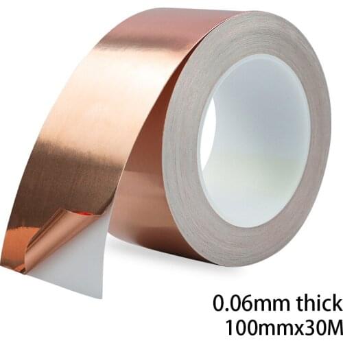 1 Roll 10cm, 100mm*30M*0.06mm Single Sided Conductive Adhesive Copper Foil Tape, Shielding Electromagnetic Interference