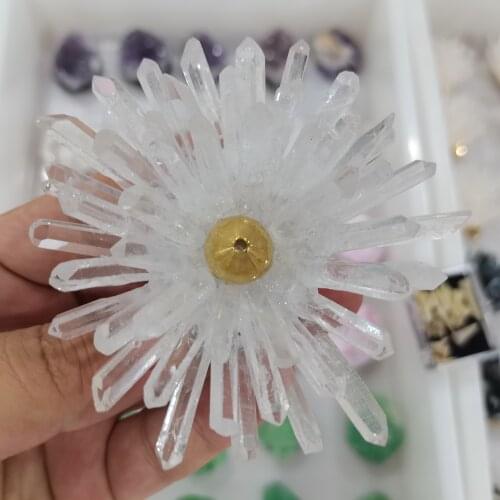 Natural Quartz Crystal Lotus Crafts Paperweight Fengshui Ornaments Figurines Home Wedding Party Decor Gifts Souvenir