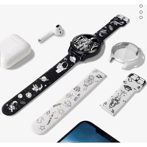 22mm 20mm watch strap for Samsung Galaxy Watch 3 46mm 42mm Gear S3 active 2 Cartoon printing silicone bracelet huawai watch gt 2