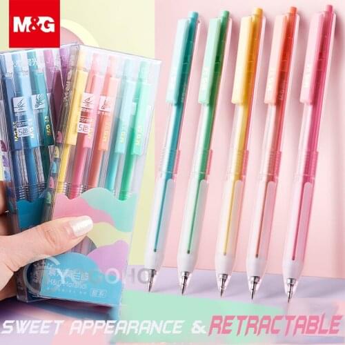 M&G 5pcs/set Creative Morandi Simple Sweet Salt Fresh Gel Pen Kawaii Quick Drying Cap Neutral Pen Journal Supplies