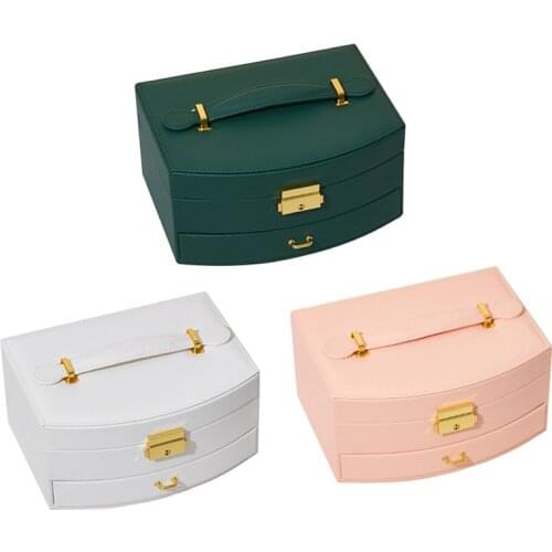 Jewelry Box High Capacity PU Leather Necklace Earrings Rings Bracelets Jewelry Box Portable Travel Casket