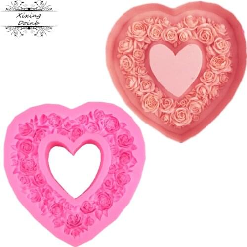 DIY heart shape rose ring shape silicone mold cake decoration tools fudge chocolate baking tools wedding decoration