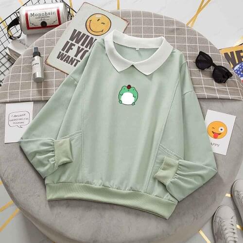 Sweatshirt Women Cute Kawaii Oversized Women Hoodie Long Sleeve Top Female Casual Hoodies Sweatshirt The Most Popular Frog Top