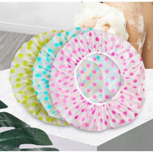 1PC Waterproof Shower Cap Thicken Elastic Bath Hat Bathing Cap for Women Hair Salon Bathroom Products