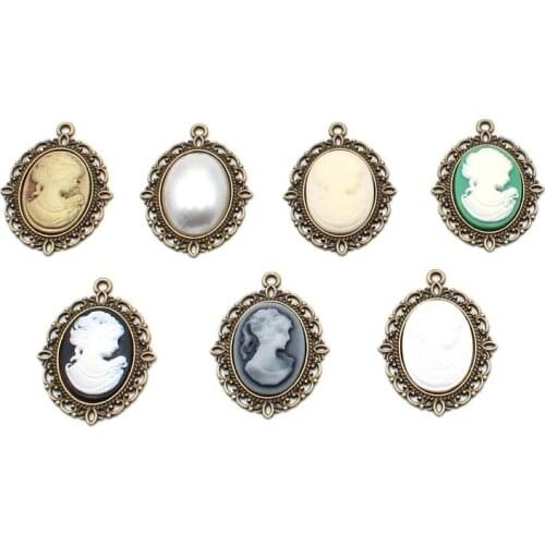 YWXINXI 10Pcs new antique bronze 30x40MM alloy oval pendant, DIY handmade hair accessories romantic wedding necklace decoration