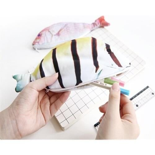 1 Pcs Creative Fish Shape Pencil Kawaii Korea Style Cloth Pencils Stationery Bags School Supplies Stationery Hot Pen