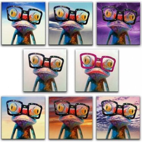 100% hand painted Cartoon Oil Painting on Canvas Abstract Animal Wall Art for Home Decoration Happy Frog pictures DM91801188