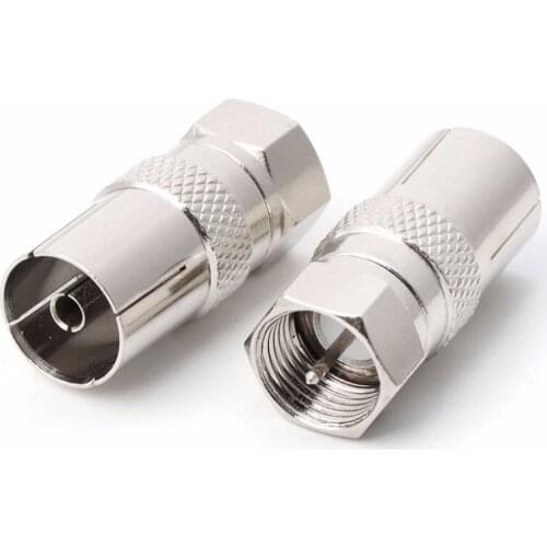 2Pcs F Type Male Plug Connector Socket to RF Coax TV Aerial Female RF Adapters