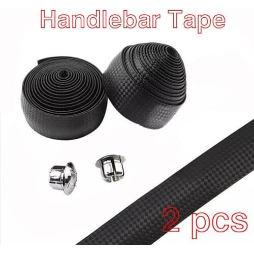 2017 New High Quality 1 Pair Cycling Road Bike Sports Bicycle Cork Handlebar Tape Black + 2 Bar Plug FZE030