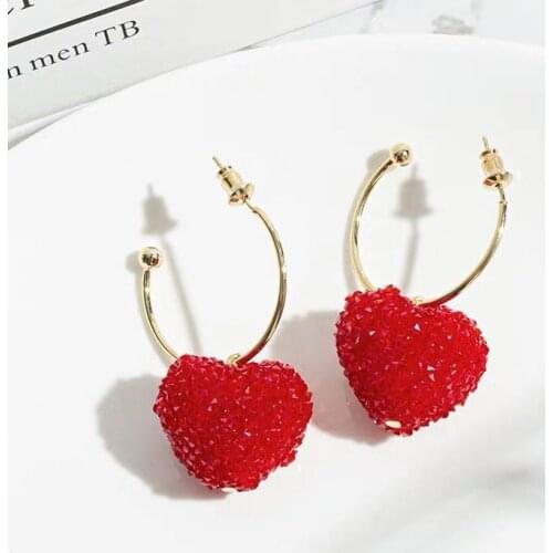 2020 new big red heart Japanese and Korean fashion earrings big love earrings personality trend heart-shaped earrings