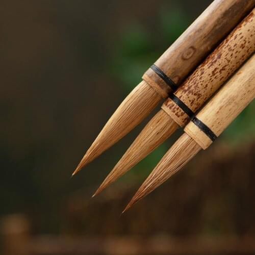 3pcs Chinese Calligraphy Brush Pen Wolf Hair Chinese Painting Brush Set Traditional Handmade Huzhou Calligraphy Writing Brush