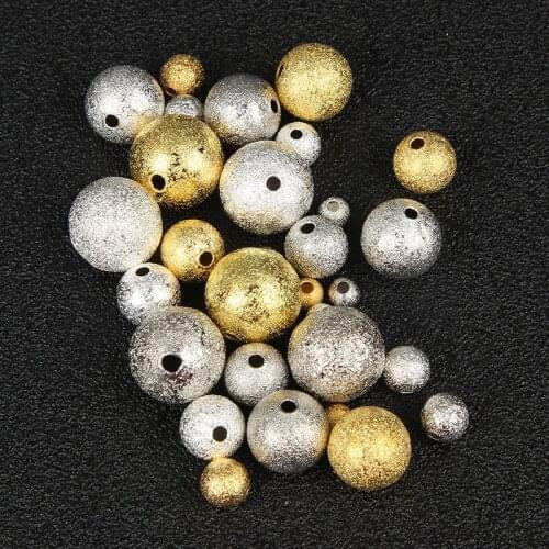 4/6/8/10/12mm Gold Plated ​Round Frosted Copper Beads For Jewelry Making DIY Loose Spacer Beads Charm Bracelet Necklace Handmade