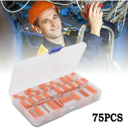75pcs Connection Terminal Electrical Connectors Wire Block Clamp Terminal Cable Reusable Mini Quick Home Wire Terminal Connector