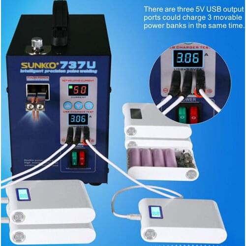 SUNKKO 737U Spot Welding Machine 2.8kw Double Pulse Battery Spot Welder Lithium Testing USB Charging for 18650 Battery Pack Weld