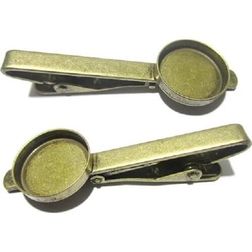 Beadsnice ID23034smt1 Brass Mens Tie Clip Blanks with Round Cabochon Base Wholesale Jewelry Tie Bar Findings