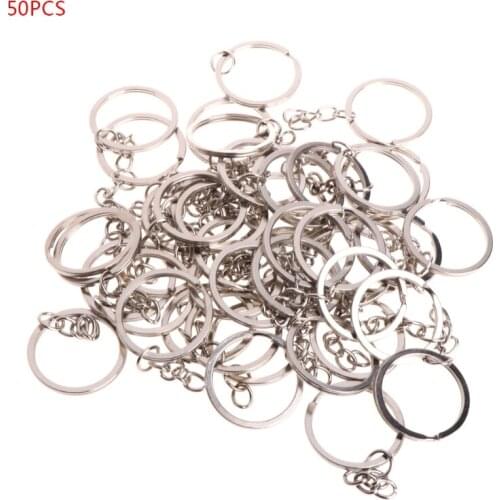 50 Pcs Key Ring Stainless Steel Key Chain Portable Brief Hoop Metal Loop Outdoor