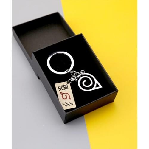 Naruto Keychain Kunai Shuriken Dart Weapon Konoha Box Uzumaki Naruto Akatsuki Red Cloud Keyring Uchiha Madara Metal Key Chains