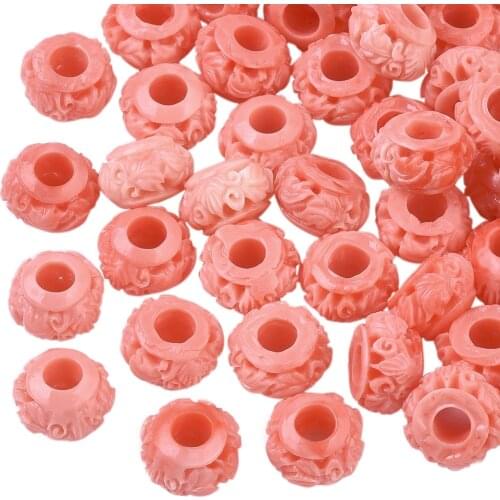 10pcs 8/10/11/15mm Artificial Coral Large Hole Carved Rondelle Beads for Jewelry Making Supplies Diy Bracelet Necklace Charms