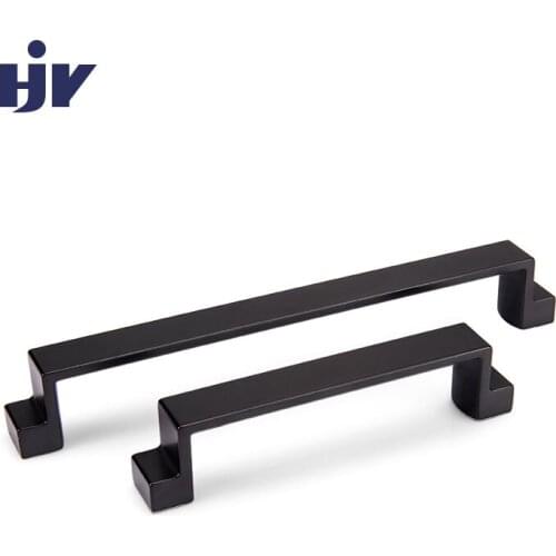 HJY Black Handles for Furniture Cabinet Retro Bushed Kitchen Handles Drawer Knobs Cupboard Door Pulls Zinc Alloy Hardware Z149