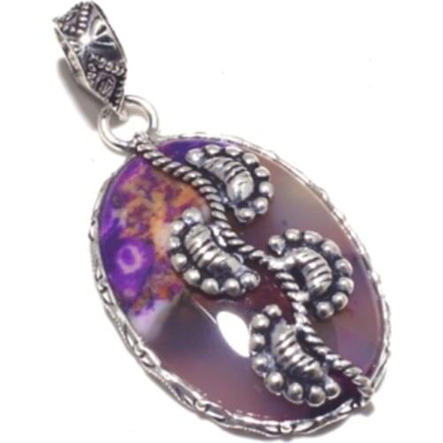 Dendrite Opal Pendant Silver Overlay over Copper , 54 mm , P7353