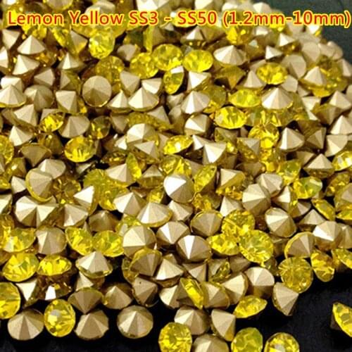 Free Shipping Quality Promise 1440pcs ss3-ss50 Top Quality ss20 Lemon Yellow Crystal Rhinestone Nail Art Studs Nail Art Supplies