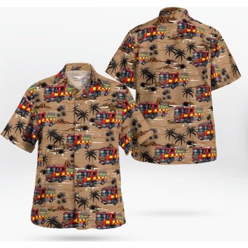 Fire Truck 3D Print Beach Hawaiian 2021 Summer Shirt Short Sleeve Shirt Streetwear Oversized 5XL Camisa Social Chemise Homme-30