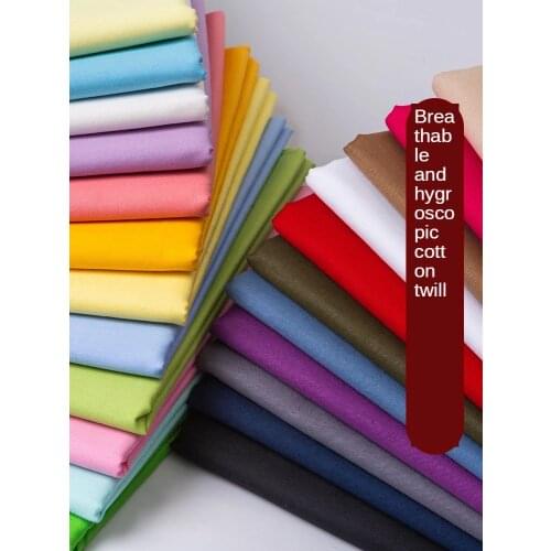 Fabric Cotton 100% Solid Color Twill Shirt Black and White Red Green Blue Clothing Sheet Brocade Sequin Sewing Dress 50cm*165cm