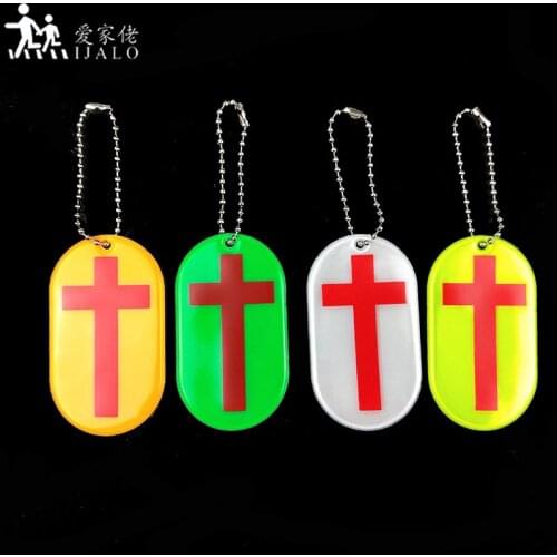 Christian cross pattern Reflective pendantPersonalit Jesusy charm bag accessories hanger keyrings keychain for road safety