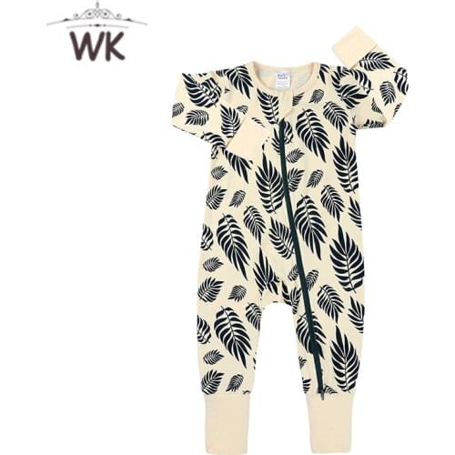 Leaf printing long sleeve baby sleep wear Cotton Baby Pajamas baby rompers newborn jumpsuit baby clothes pajamas for girls fall