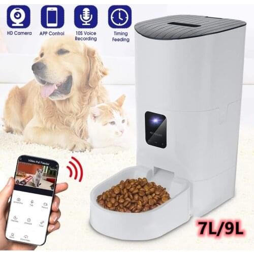 7L/9L Smart Auto Pet Feeder HD Camera For Dogs Cats Food Dispenser APP Control Timing Feeding Feeder [Video/WiFi/Button Version]