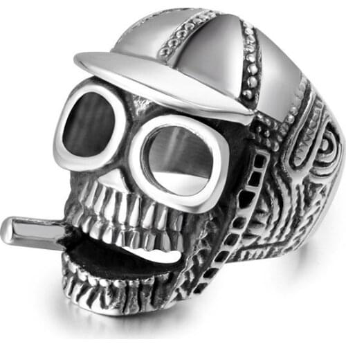 Fashion Big Skull Ring Airman Paratrooper Soldier Jewelry Gift For Men Unique Biker Punk Stainless Steel Jewelry Accessories