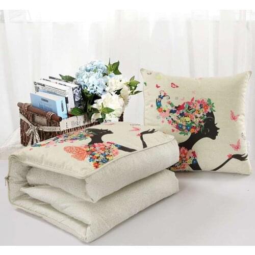 Cartoon Pillow&Quilt 2 in 1 Living Room Sofa Waist Cushion Office Nap Pillow Blanket Car seat back Cushion travel Pillow&blanket