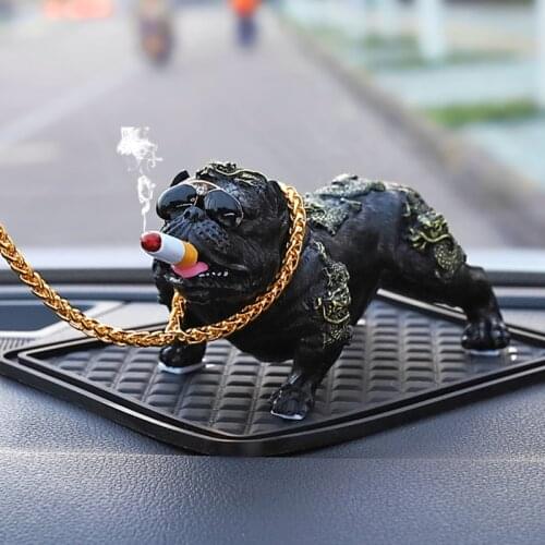 New Version Cool Bulldog Resin Car Dashboard Toys Car Ornaments Creative Voiture Ornament Car Interior Decoration Accessories