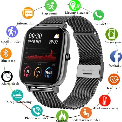 2020 New P8 Color Screen Smart Watch Women men Full Touch Fitness Tracker Blood Pressure Smart Clock Women Smartwatch for Xiaomi