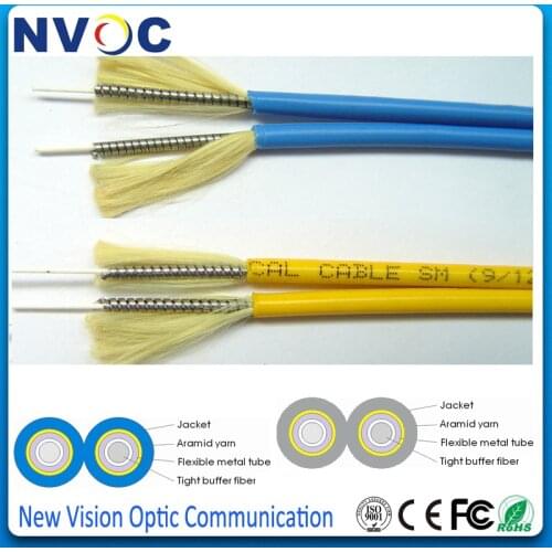 Single Mode,YOFC G652D(0.6 or 0.9mm Tight Buffer Fiber),Dia:2.0 or 3.0mm,PVC LSZH Jacket,Dual-Core Armoured Fiber Optic Cable