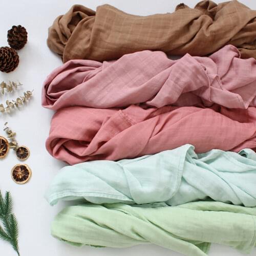 Bamboo Cotton Soft Baby Muslin Swaddle Blankets Solid Color Soft Breathable Bath Towel Wrap Baby Swaddle 120x120cm
