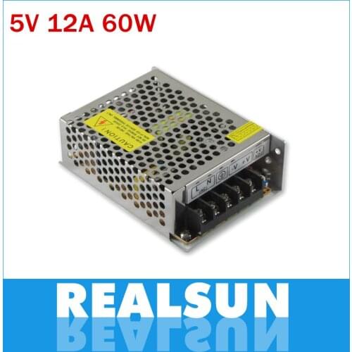 50pcs/lot 5V 12A 60W Switch Power Supply Driver Switching For LED Strip Light Display 110V/220V