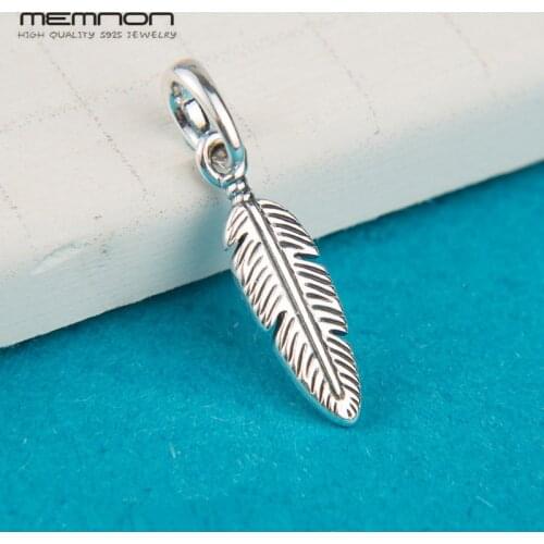 Summer Spiritual Feather Dangle Charms 925 sterling Silver pendant bead fit Bracelet Necklace DIY for women Memnon Jewelry