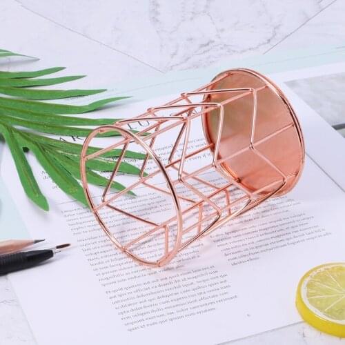 Rose Gold Pen Pencil Pot Holder Container Organizer Home Desk Stationery Decor Drop shipping