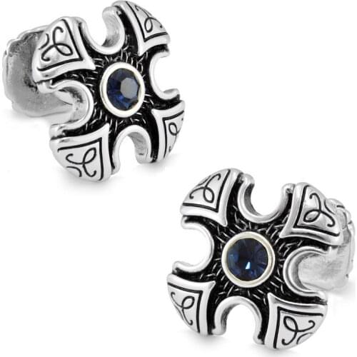 SPARTA White Gold Electroplated Thrace Cross Cufflinks Cuff Links buttons