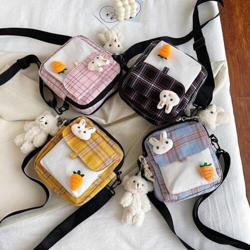 Girls Bag Nylon Flap Korean Lady Rabbit Carrot Shoulder Bag Zipper Soft Pures And Bags Crossbody Small Fresh Women Bag