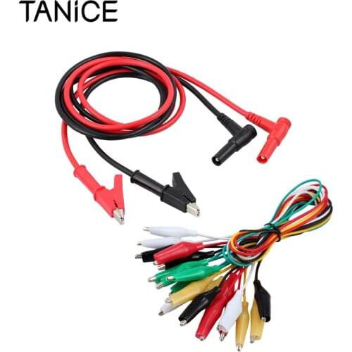 TANiCE 15A Banana Plug To Alligator Clip Test Leads Cables With 10 Pcs 5 Colors Test Lead Alligator Clips For Assemble Circuits