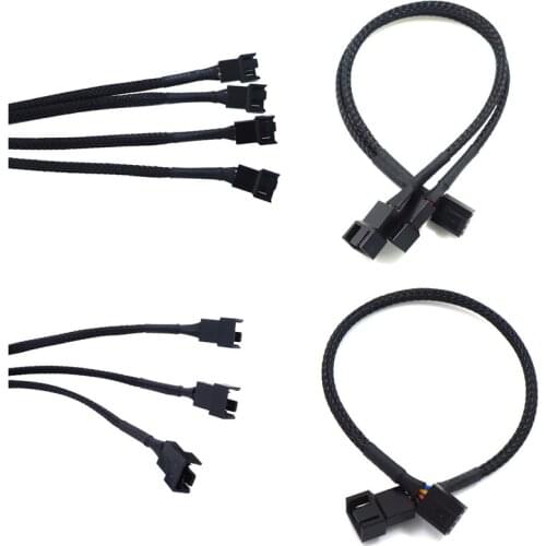 1 To 2/3/4 Ways Splitter Black Sleeved 27cm Extension Cable Connector 4Pin PWM Extension Cables 4 Pin Pwm Fan Cable