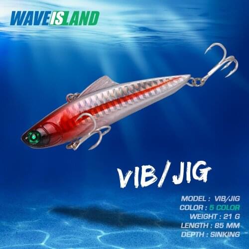 WAVEISLAND Vib Jig Fishing Lure 8.5cm 22g Bass Fishing Tackle Bait Jigging Trolling Saltwater Lures Jigs Fake Fish