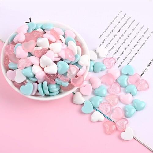 WFFNNKC 50Pcs Mini Glitter Love Heart Flat Back Resin Women Earring Necklace Jewelry Material DIY Hair Decoration Crafts Patches