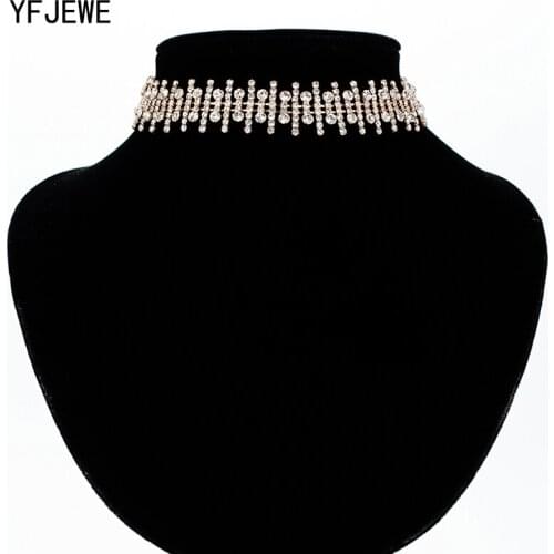 YFJEWE Women Irregularly Arranged Fences Clavicle Necklaces Choker Necklace Rhinestone Pendant Jewelry Collar Necklace N368