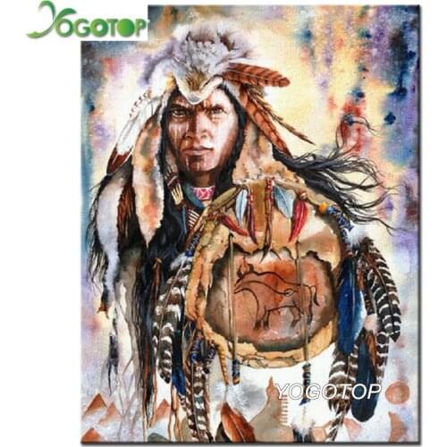 YOGOTOP Handmade needlework diy diamond painting feather Indian man 5d diamond embroidery full rhinestone mosaic puzzle YY963