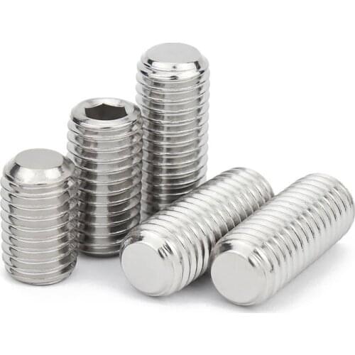 1/10/50pc 304 stainless steel Allen Head Hex Hexagon Socket Flat Point Set Screw M6 M8 M10 M12 M16 End Grub Headless Bolt DIN913